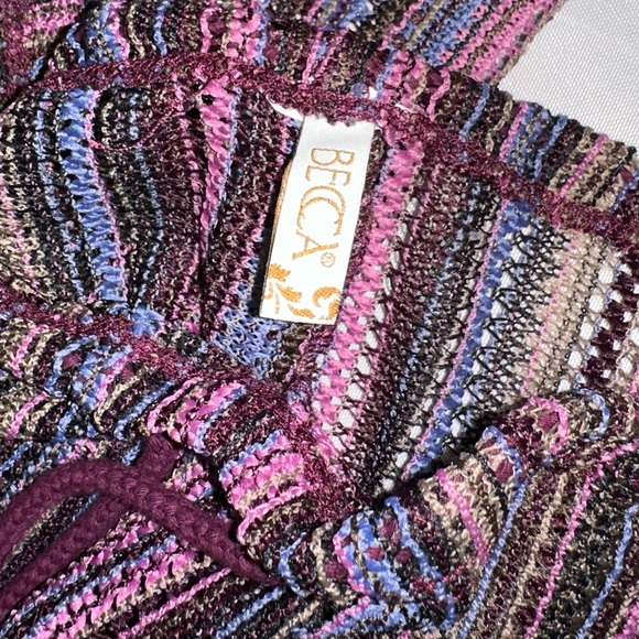 Becca • Cover Up Womens Large Red/Purple Pants Knit Crochet Beach Swim Tassel - Picture 4 of 8